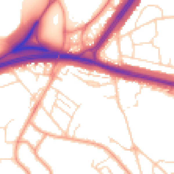 Daytime road noise heatmap for WD24 5NJ