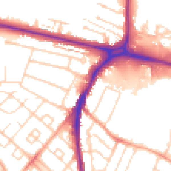 Daytime road noise heatmap for WD24 6AD