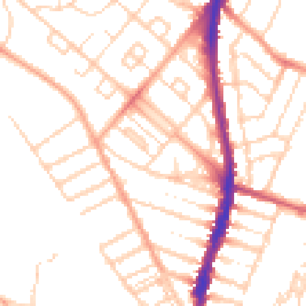 Daytime road noise heatmap for WD24 6BU