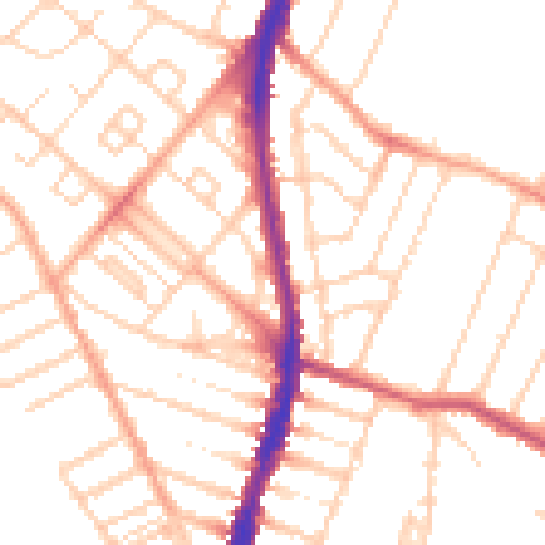 Daytime road noise heatmap for WD24 6DQ
