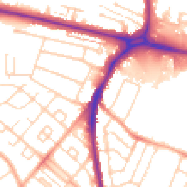 Daytime road noise heatmap for WD24 6LX