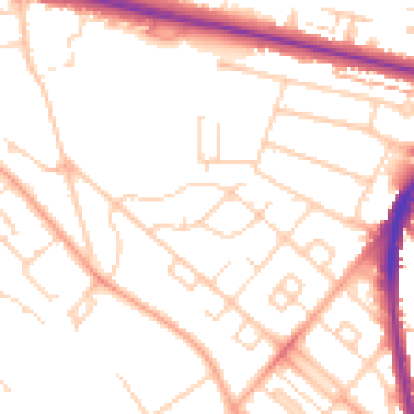 Daytime road noise heatmap for WD24 6NS