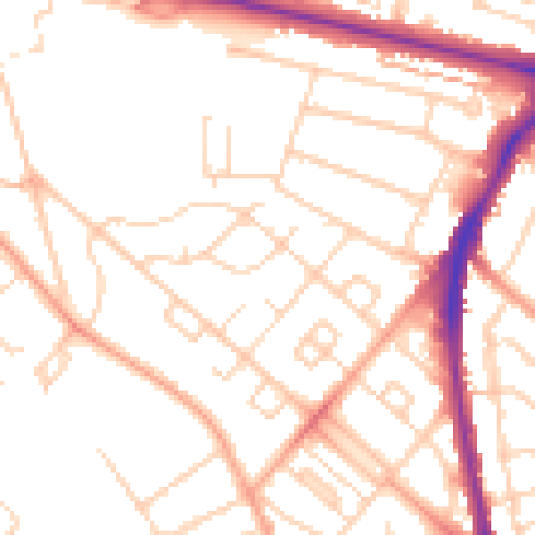 Daytime road noise heatmap for WD24 6NY
