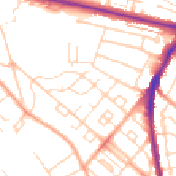 Daytime road noise heatmap for WD24 6NZ