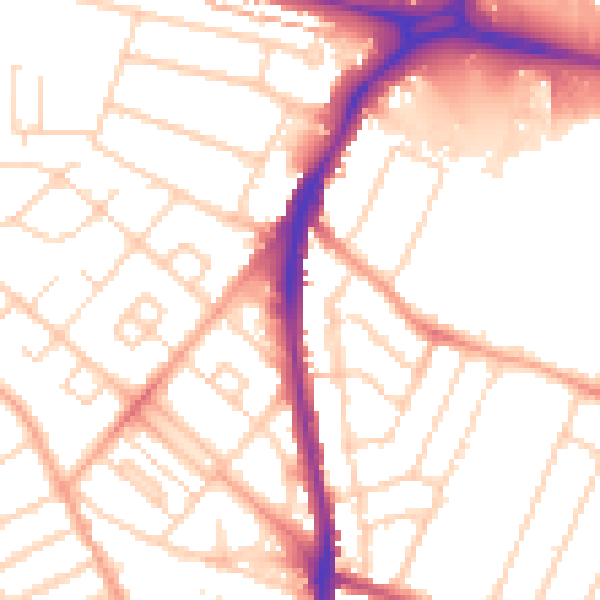 Daytime road noise heatmap for WD24 6PJ