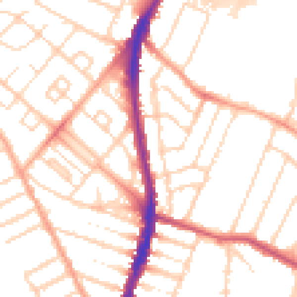 Daytime road noise heatmap for WD24 6PQ