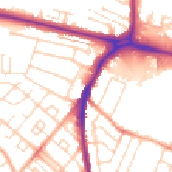 Daytime road noise heatmap for WD24 6PR