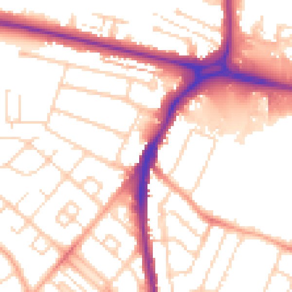 Daytime road noise heatmap for WD24 6PY