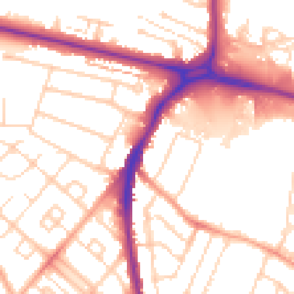 Daytime road noise heatmap for WD24 6QU