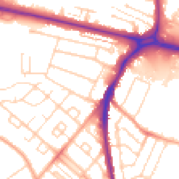 Daytime road noise heatmap for WD24 6RJ