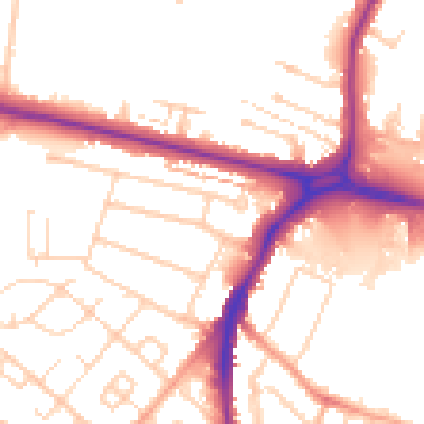 Daytime road noise heatmap for WD24 6RT