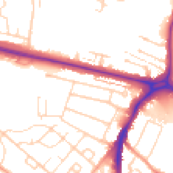 Daytime road noise heatmap for WD24 6RU