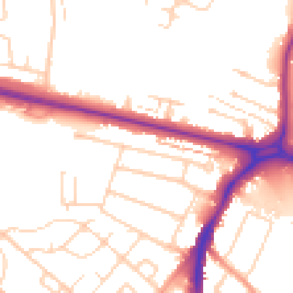 Daytime road noise heatmap for WD24 6RY