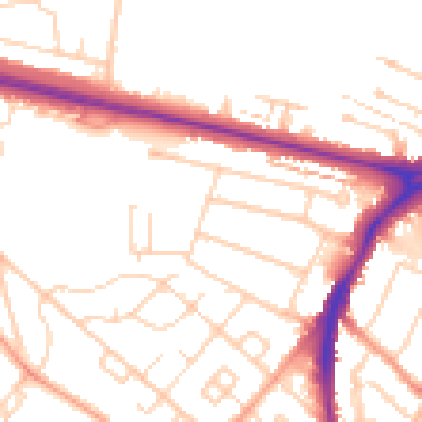 Daytime road noise heatmap for WD24 6SB