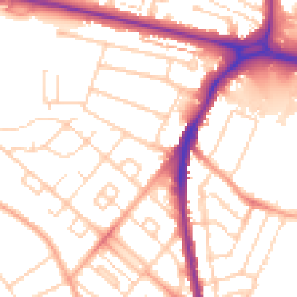 Daytime road noise heatmap for WD24 6SE