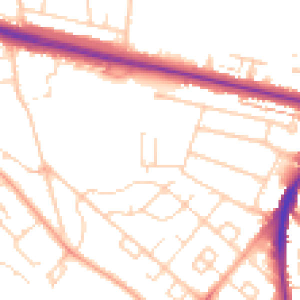 Daytime road noise heatmap for WD24 6SZ