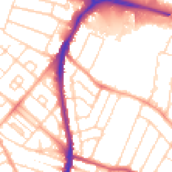 Daytime road noise heatmap for WD24 7BN
