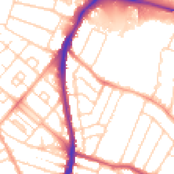Daytime road noise heatmap for WD24 7BW