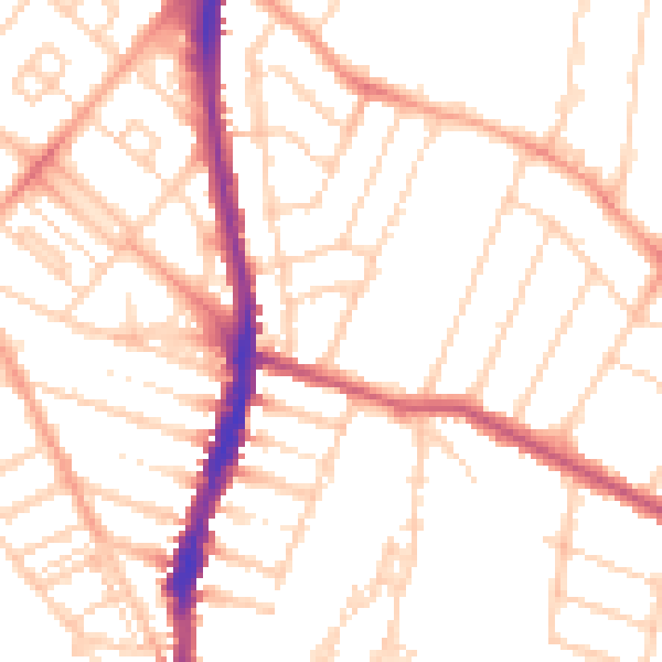 Daytime road noise heatmap for WD24 7DH