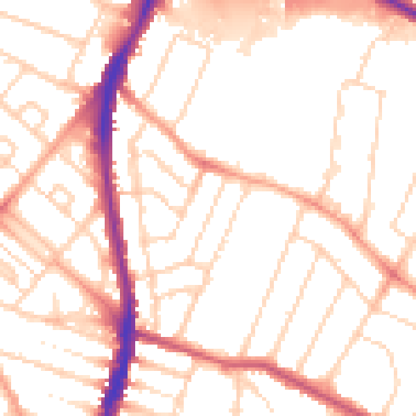 Daytime road noise heatmap for WD24 7DP