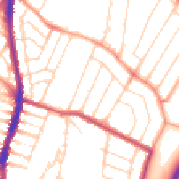 Daytime road noise heatmap for WD24 7DY