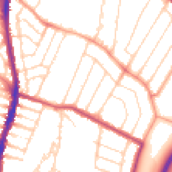 Daytime road noise heatmap for WD24 7DZ