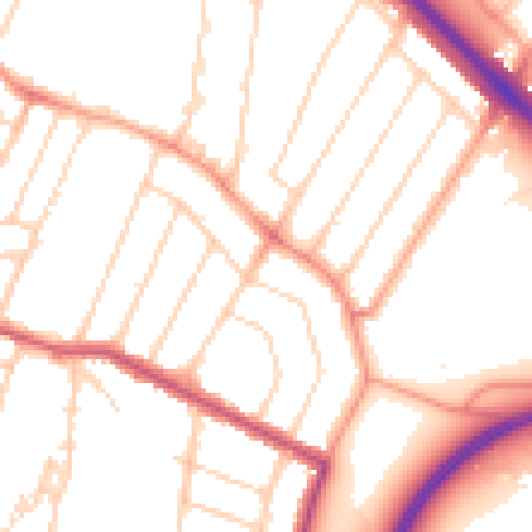 Daytime road noise heatmap for WD24 7EJ