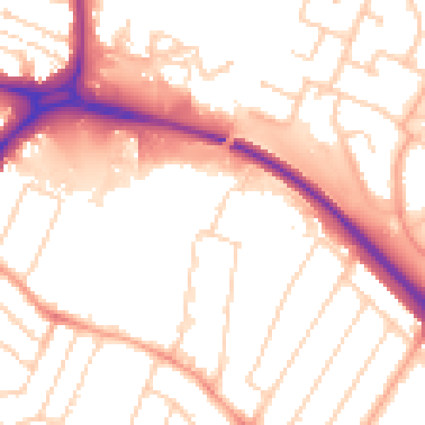 Daytime road noise heatmap for WD24 7GL