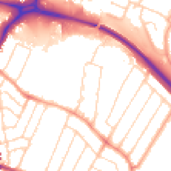 Daytime road noise heatmap for WD24 7GP