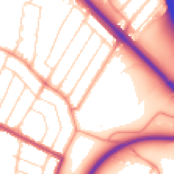 Daytime road noise heatmap for WD24 7LR
