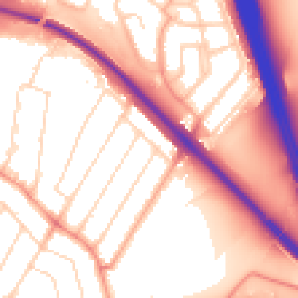 Daytime road noise heatmap for WD24 7NG
