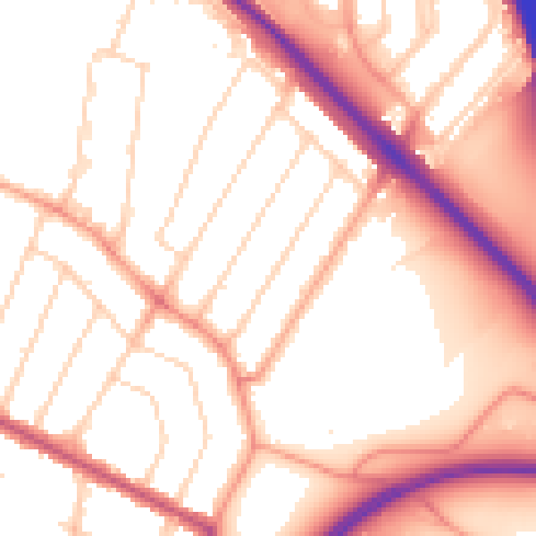 Daytime road noise heatmap for WD24 7NP