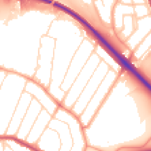 Daytime road noise heatmap for WD24 7NU