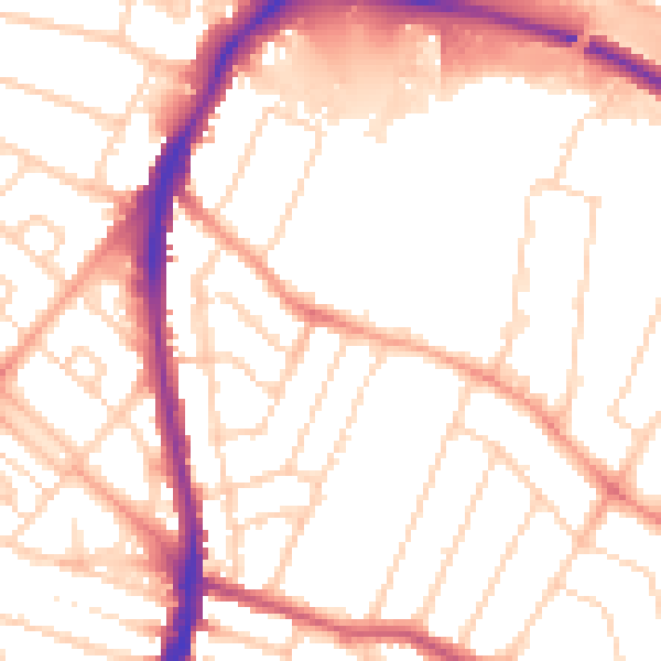 Daytime road noise heatmap for WD24 7QQ