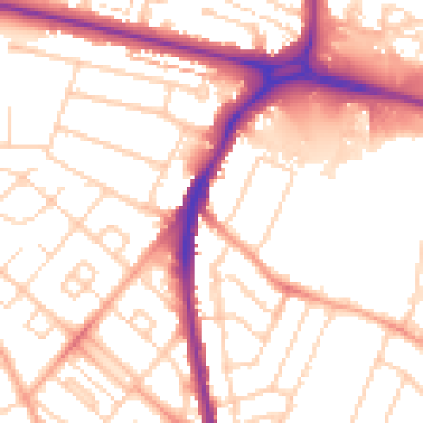 Daytime road noise heatmap for WD24 7QT