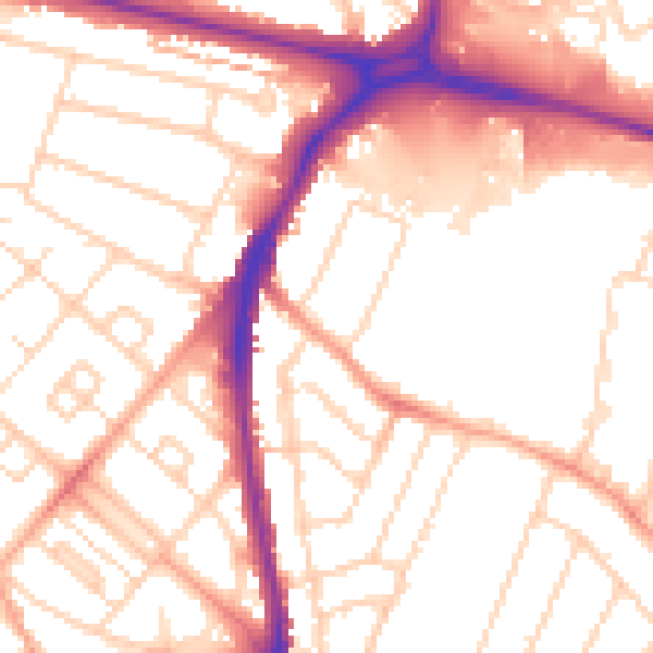 Daytime road noise heatmap for WD24 7QU