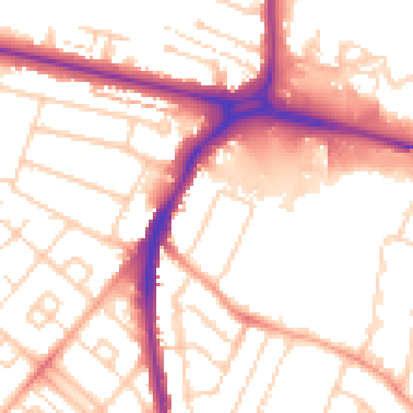 Daytime road noise heatmap for WD24 7RA