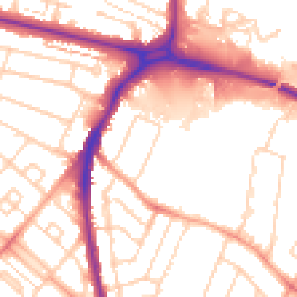 Daytime road noise heatmap for WD24 7RD