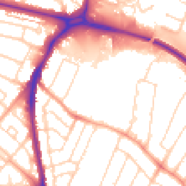 Daytime road noise heatmap for WD24 7RF