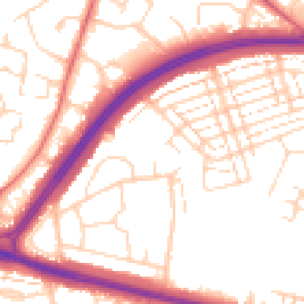 Daytime road noise heatmap for WD25 0AB