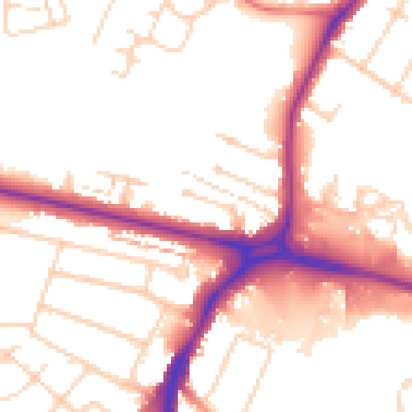 Daytime road noise heatmap for WD25 0AD