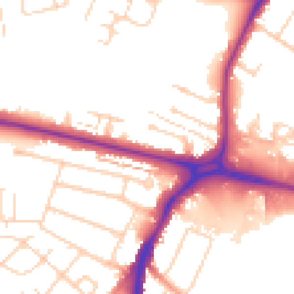 Daytime road noise heatmap for WD25 0AE