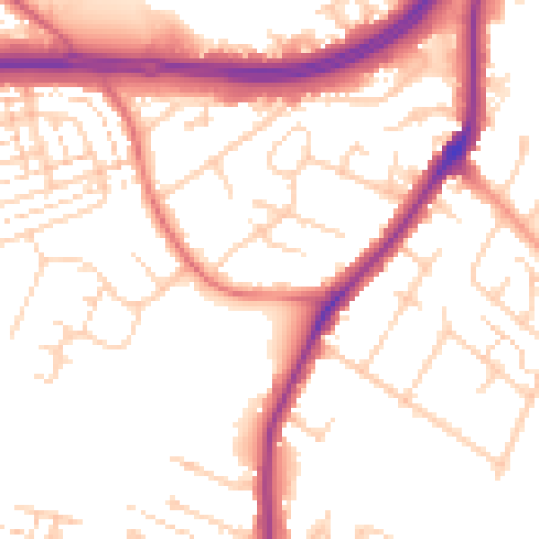 Daytime road noise heatmap for WD25 0AF