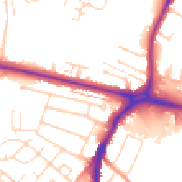 Daytime road noise heatmap for WD25 0AG