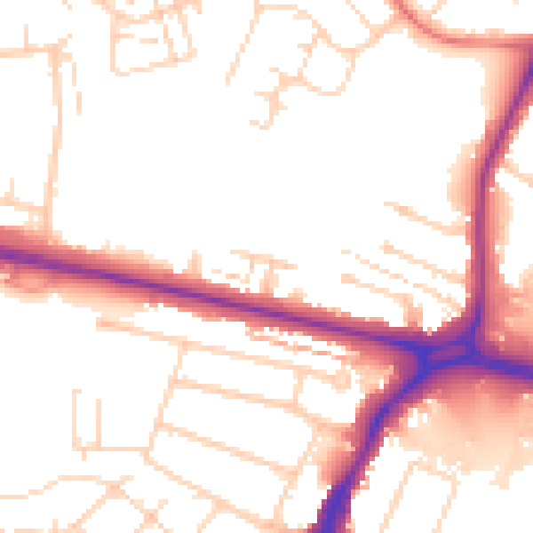 Daytime road noise heatmap for WD25 0AH