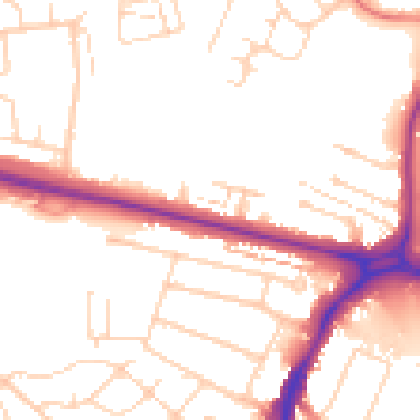 Daytime road noise heatmap for WD25 0AJ