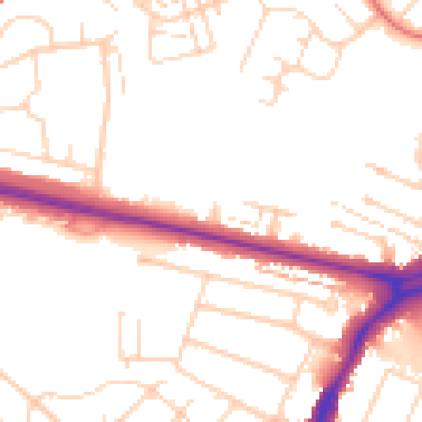 Daytime road noise heatmap for WD25 0AL