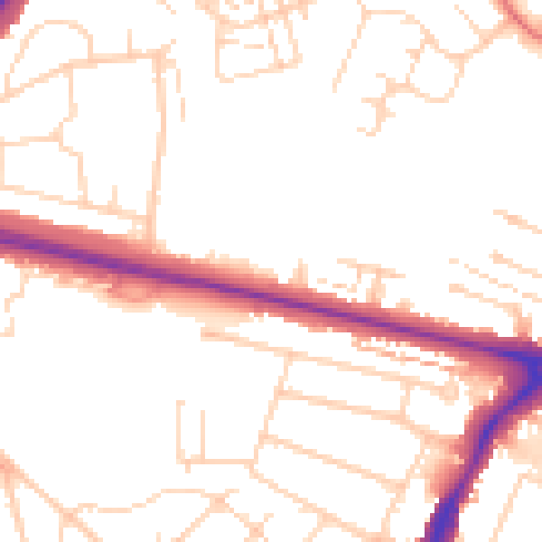 Daytime road noise heatmap for WD25 0AN