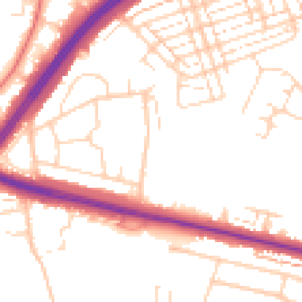 Daytime road noise heatmap for WD25 0AR