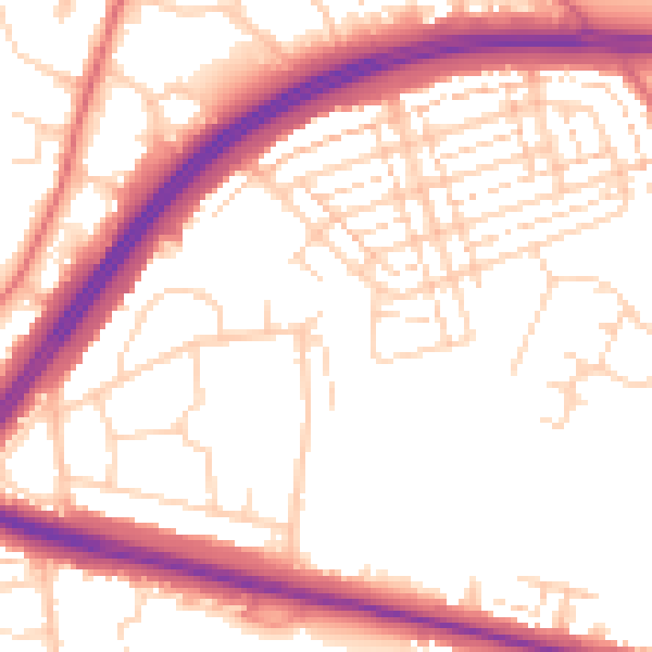 Daytime road noise heatmap for WD25 0AS